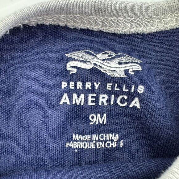 Perry Ellis America Baby Boy Sleeper 9M Navy Plaid Teddy Bear Footed Pajamas NWT - Picture 6 of 11